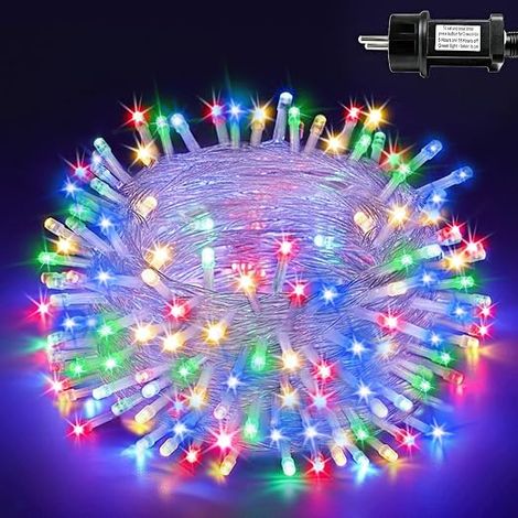 Guirlande Lumineuse Extérieure Électrique 60m Lumières de Noël avec Prise et Minuterie, 8 Modes IP44 Étanche - Multicolore (1/5)