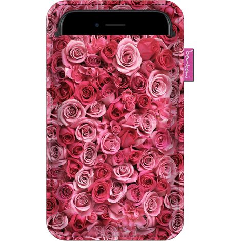 Funda para smartphone con estampado de rosas de San Valentín - fieltro ecológico, 105 x 175 mm, color antracita, estampado duradero, protección para el teléfono, lavable a 40 °C, Bertoni (1/4)
