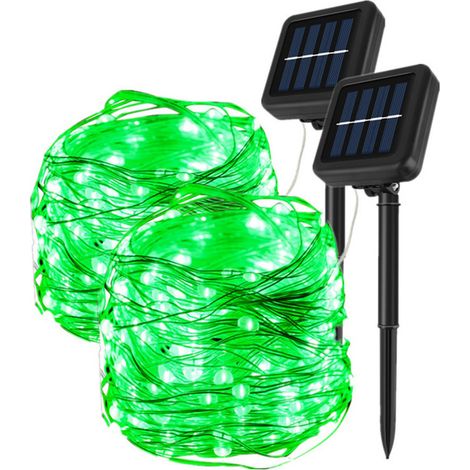 Modes Guirlande Solaire Lumineuse 200 LED Étanche Extérieure Lampe De Noël Pour La Décoration Jardin 2Pcs 20 m Vert (1/5)