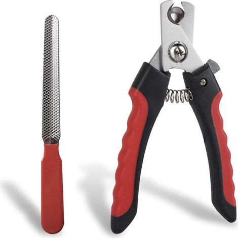Coupe-ongles professionnel pour animaux de compagnie avec verrouillage de sécurité, pour chiens et chats (rouge) (1/5)