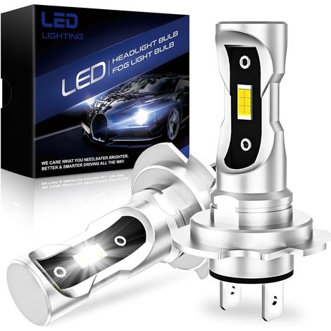 H7 LED Light Bulb 30000LM 100W 6000K Replacement 1:1 Mini for Halogen, Plug and Play, 50000+ Hours Lifespan, 2 Pieces (H7 LED) (1/5)