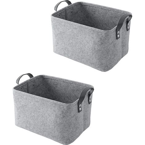 2 Pièce Panier Feutre, Care Panier Rangement, Rangement Feutre, avec Poignée, pour Vêtements, Serviettes, Articles de Toilette, Livres
