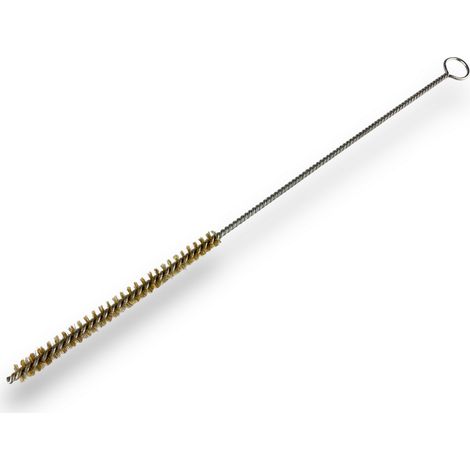 Goupillon LAITON multifonction Ø 8 mm Garnissage 100 mm Longueur 300 mm Ramonage brossage curetage nettoyage Conduits tubes tuyaux Manche acier torsadé Kibros 13008300L