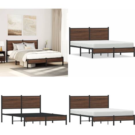 Metallbett ohne Matratze Braun Eichen-Optik 140x200 cm - Metallbett - Doppelbett - Boxspringbetten - Bettsystem - Eiche Optik - Home & Living (1/5)