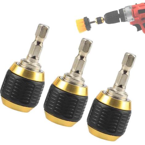 3PCS Adaptateur Mandrin de Perceuse Escamotable à Tige Hexagonale Sans Clé 60MM Mandrin à Changement Rapide (1/5)