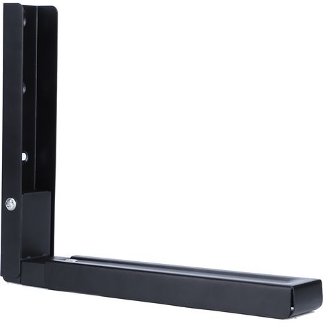 Soporte telescópico para microondas de metal negro  Kit de accesorios de montaje en pared ajustable: 2 soportes y 4 piezas de fijación blancas (1/5)