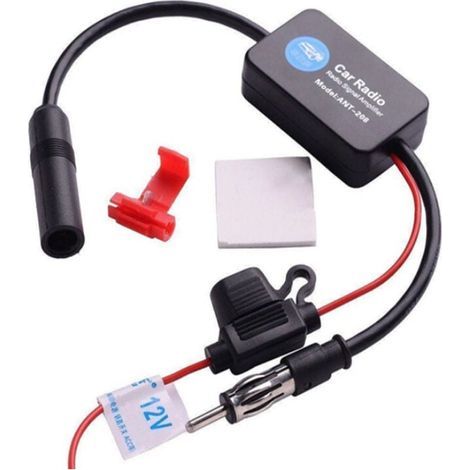 Amplificador de señal de radio para coche, amplificador de antena de señal estéreo FM/AM para coche, amplificador de 12 V (1/4)