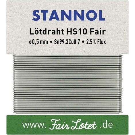 Étain à souder sans plomb Stannol HS10Fair Sn99,3Cu0,7 ROM1 10 g 0.5 mm Q714462 (1/4)
