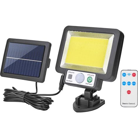 Projecteur solaire LED d'extérieur étanche avec télécommande, compatible avec les murs fendus et les aménagements paysagers. (1/5)