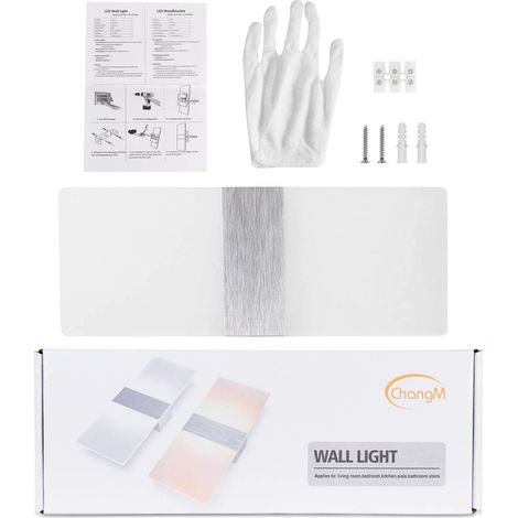 Applique Murale - LED 12 W - 6000 K Blanc Froid - 230 V AC - Acrylique et Aluminium - Pour Salon Chambre Salle de Bain Couloir - 2 Pièces