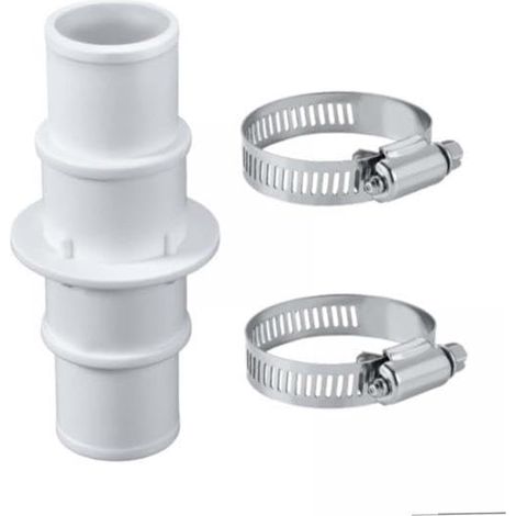 Adaptador para manguera de piscina, adaptador portátil (con 2 abrazaderas), repuestos para equipos de piscina (1/5)
