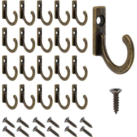 Set mit 60 Vintage-Wandhaken in Antikbronze mit Schrauben – Kleine Schraubhaken für Schüsseln, Schmuck, Taschen, Handtücher, Bad und Küche (1/5)