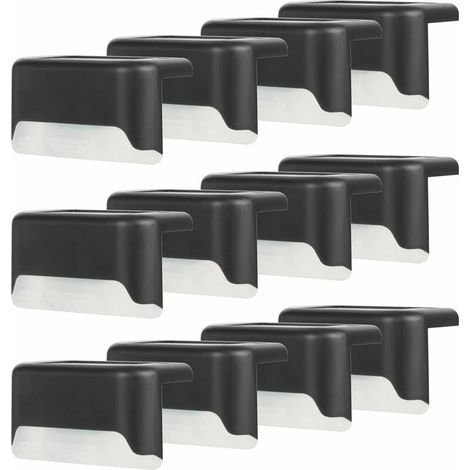 Waterproof solar fence light, solar deck light, stair light, IP65 LED solar garden lights for patio stair fences (Warm Light-Black, 12 PCS) (1/5)