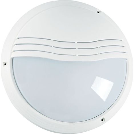 Plafonnier d'extérieur blanc 2206 – IP65 IK10 – Corps thermoplastique – Diffuseur polycarbonate – 40W max – Culot E27 (1/5)