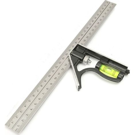 YMYNY Kombinationswinkel mit Wasserwaage aus Aluminium, 45°/90° Winkel, 300 mm (1/4)