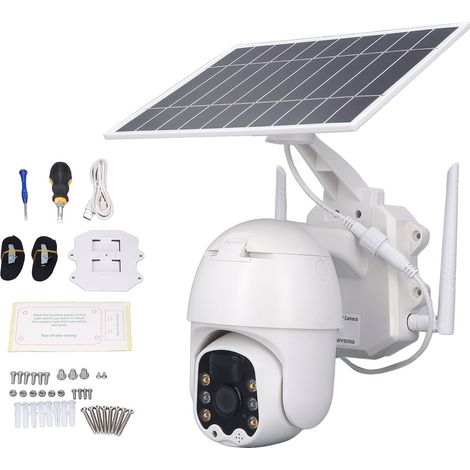 Caméra de sécurité à énergie solaire 3MP 1080P HD, sans fil, détection de mouvement PIR à 360 °, pour l'extérieur, pour Hall, WiFi 2.4GHz (1/5)