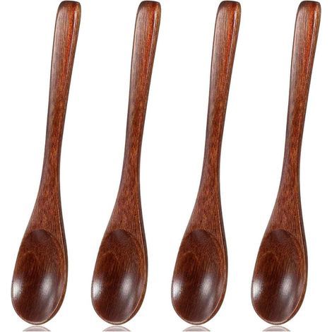 Pièces Petite Cuillère en Bois - Cuillère à Café, Olivier, Miel, Épice, Cuisine, Soupe (Bois Naturel) (1/5)