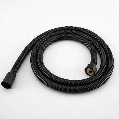 Tuyau de douche en acier inoxydable noir raccords de pommeau de douche à main tuyaux accessoires de salle de bain tuyau en caoutchouc tuyau de plomberie Flexible-1.5M (1/4)