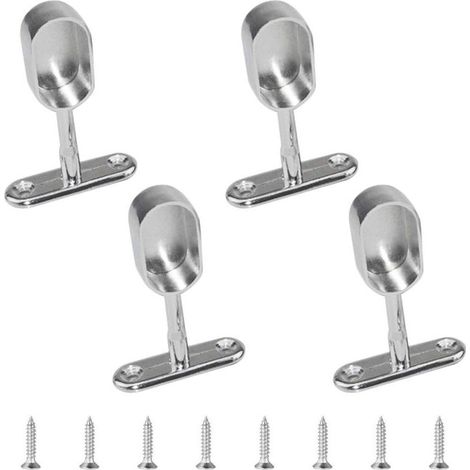 Lot de 4 supports de tringle de placard ovales en alliage de zinc pour armoire, chambre à coucher, salle de bain (1/4)