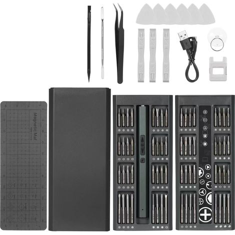 Präzisionsschraubendreher, 66-in-1 Mini-Akkuschrauber-Set mit USB-Aufladung und LED-Beleuchtung, für Kamera/PS4/Laptop/Telefon/Produktreparatur