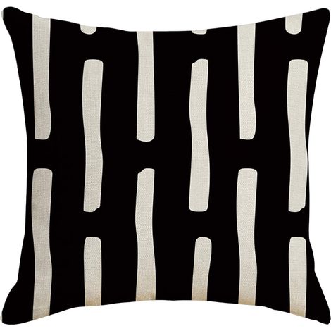 Housse De Coussin - Imprimé Noir Et Blanc - Résistante À L'Eau - Pour Coussin Hugging - 45 X 45 Cm - 1 Pièce (1/4)