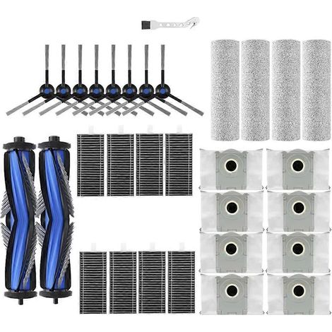 Compatible avec l'aspirateur robot X8 PRO OMNI : unité principale, brosses latérales, filtre HEPA, sac à poussière, brosse rotative et accessoires de nettoyage (31 pièces). (1/5)