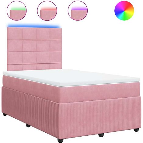Maison Exclusive - Sommier à lattes de lit avec matelas Rose 120x200 cm Velours (1/5)