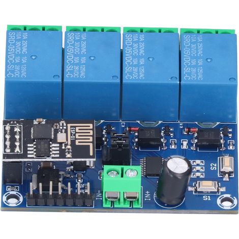 Module relais WiFi 4 canaux pour contrôle à distance via application mobile, idéal pour les systèmes domotiques. ESP8266 5V (1/5)