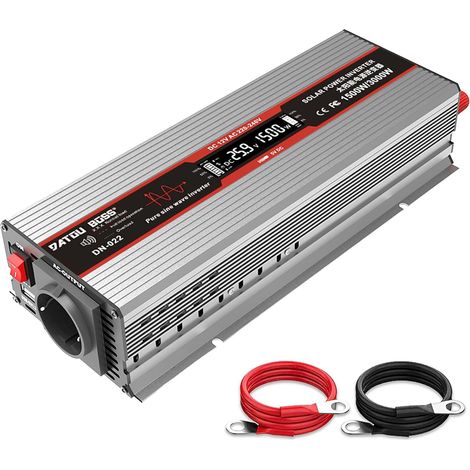 Convertisseur 24v 220v Pur Sinus 1500W/3000W Onduleur Onde Sinusoïdale Pure Transformateur avec écran LCD- et Ports USB (1/5)