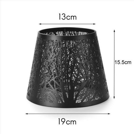 2X Petit Abat-Jour à Clipser Sur Ampoule, Abat-Jour En Métal Tonneau avec Motif D'Arbres pour Lustre de Table Applique Murale Noir (1/5)