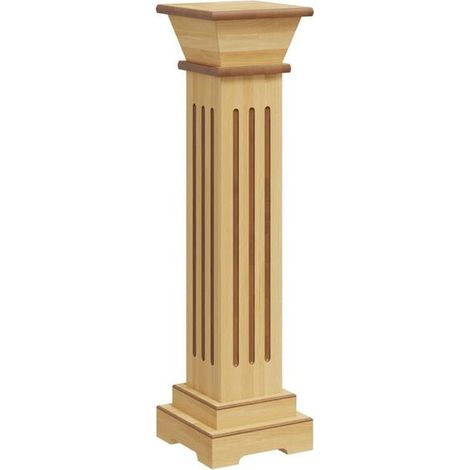 Support carré vertical pour plantes, bois clair, 17x17x66 cm, panneau de fibres de moyenne densité. (1/5)