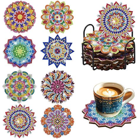 Diamond Painting Untersetzer 8er Set Mandala mit Halter, DIY Bastelset (1/4)