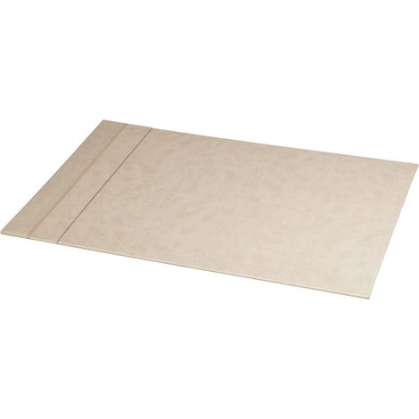 Sous-Main Rigide Beige - 60 x 40 cm - Piqûres Sellier Orange - Extérieur Simili Cuir - Organisation de Bureau