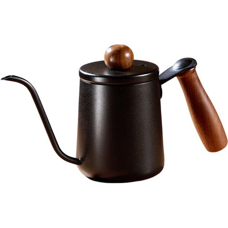 1 Bouilloire à col de cygne, acier inoxydable, poignée en bois, 350 ml, pour café filtre, maison bureau voyage café (1/5)