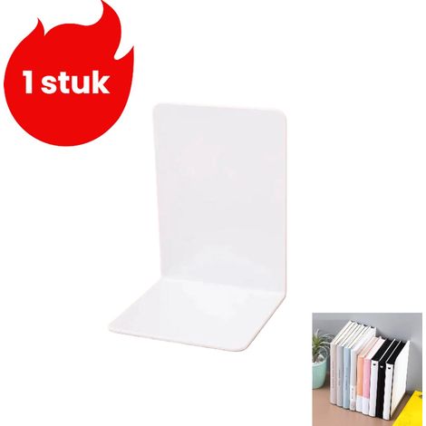 Serre-livres monobloc - organiseur de bureau - séparateur de livres - classeur créatif - convient au bureau, à l'école et à la maison - blanc (1/5)