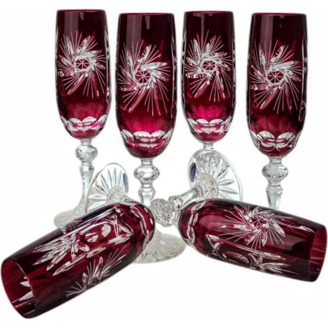 Verres à champagne en cristal rubis 170 ml, moulin à olives (1/5)