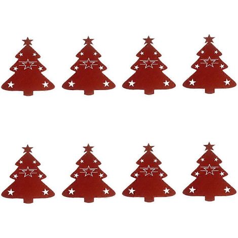 Lot de 8 pochettes à couverts de Noël, housses de vaisselle de Noël (1/5)