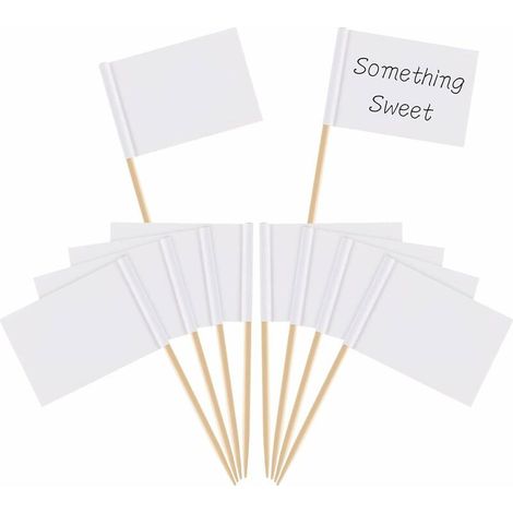 Drapeaux de Cure-Dents Vide Blanc Marqueurs de Fromage Marquage des Étiquettes Blanc pour Gâteau de Fête Cheeseplate de Nourriture Apéritifs(100 Pièces) 2.53.5cm,Versailles (1/5)