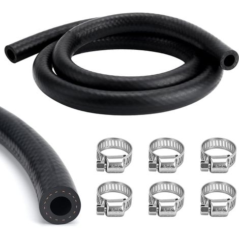 Tuyau D’Essence, 1m ø5mm Kit Conduite De Carburant, Tuyau De Carburant En Caoutchouc, Durite Essence NBR Avec Colliers De Serrage pour Tondeuse à Gazon, Voiture, Moto, Tracteur, Petit Moteur (5mm) (1/5)