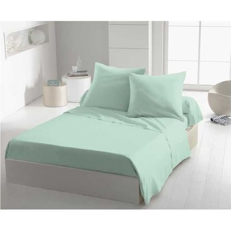 Drap plat HOME LINGE PASSION Microfibre 82 g 180 x 290 cm Vert d'eau (1/3)