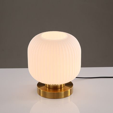 Lampe de table, lampe de chevet moderne du milieu du siècle, lampe de bureau en verre, veilleuse vintage avec ampoule (blanc chaud) (1/5)