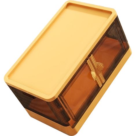 Doppeltür-Aufbewahrungsbox, multifunktional, faltbar, stapelbar, mit Deckel, für Spielzeug, Kleidung, Snacks, Bücher, groß, gelb (1/5)