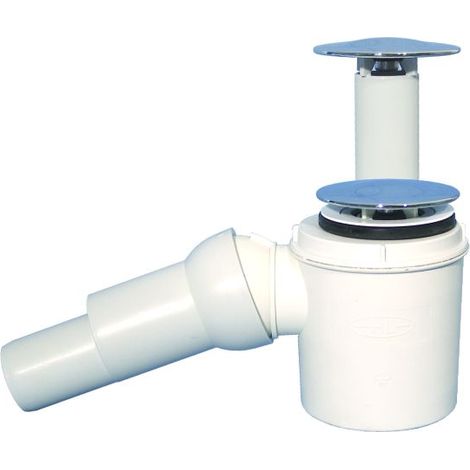 Duschwannen-Siphon DN50/40x6/4" mit abnehmbarem Überlaufrohr, Drehanschluss und 75 mm Chromplatte