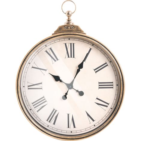 Wall Clock Gold Synthetic Frame 40 x 51 cm Painted Finish Round Shape Classic Design Home Accessories Decor Living Room Bedroom GANDIA (1/5)