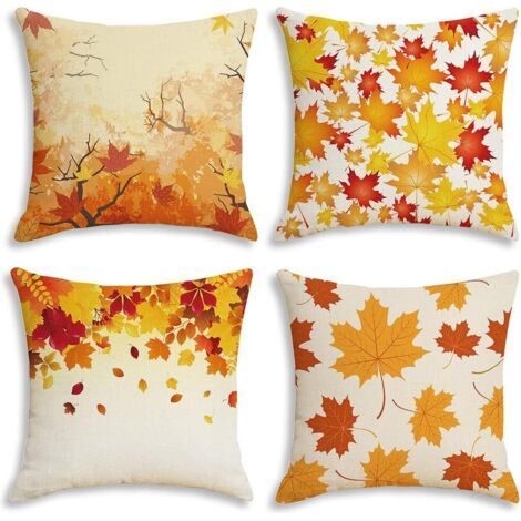 Housse de coussin 4 pièces, housse de coussin automne 45x45cm, housse de coussin feuille d'érable, housse de coussin décorative pour le jour de Thanksgiving (1/5)