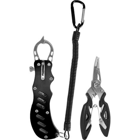 Pince multifonction portable pour la pêche avec dragonne et étui noir (1/5)