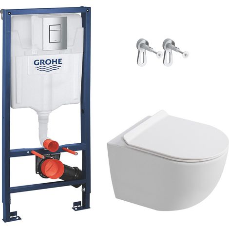 Rapid SL pack WC bâti-support + WC suspendu sans bride Ceramia PixL avec abattant SoftClose + plaque (GRRCEPXWMT03FR-FS) (1/5)