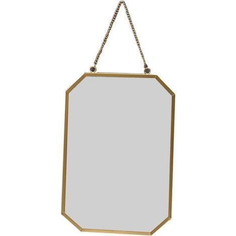 Kleiner goldener Spiegel mit Aufhängekette, Schminkspiegel im skandinavischen Stil, Wandspiegel zum Aufhängen für Wohnzimmer und Badezimmer, 27 x 18 cm (1/5)
