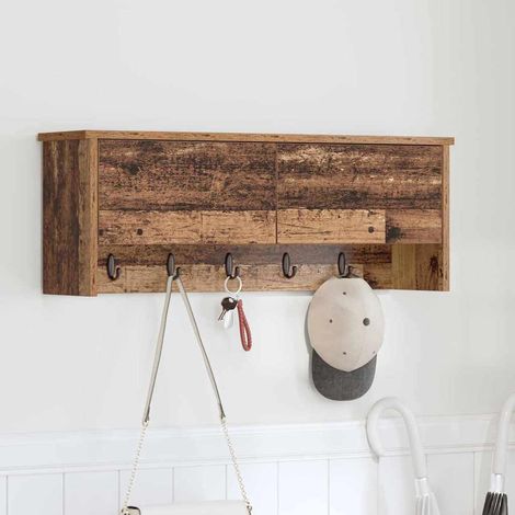 Perchero de pared con estante Madera vieja 80 x 20 x 30 cm
