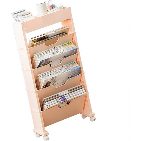 Mehrstufiges Bücherregal mit Rollen zur Aufbewahrung von Büchern im Wohnzimmer (1/5)